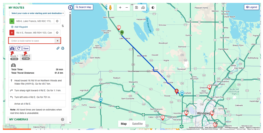 Creating and saving Route